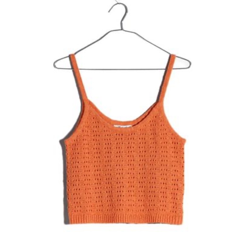 Madewell Orange Cropped Ribbed Tank Top